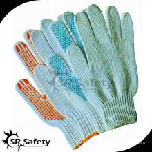 SRSafety Safety Guante de trabajo de algodón blanco / Guante de algodón punteado